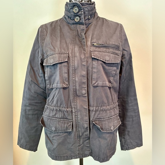 H&M dark blue cargo jacket with zippered hood - Picture 1 of 12
